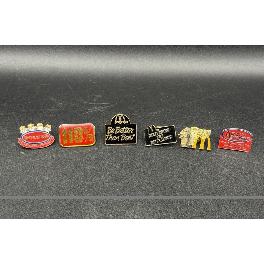 Lot of 6 Vintage McDonald's Crew Pins Big Arch, 110%, Better Than Best, #1 Team